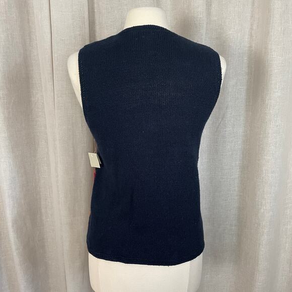 Vintage Sweater Vest Womens Size Small Navy Blue Fall Autumn Knit Grandma 90s - Picture 5 of 9